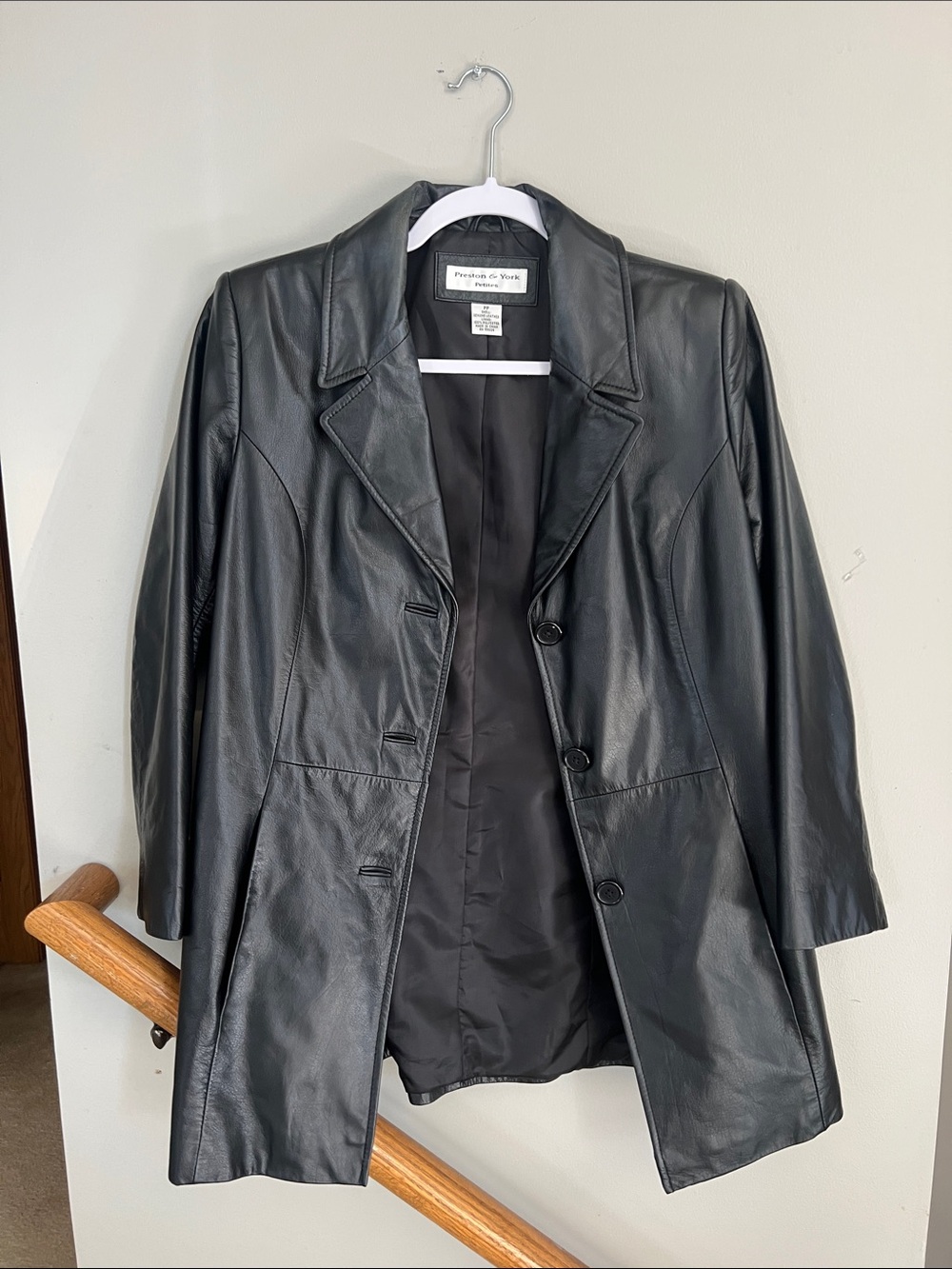 Preston & York Black Leather Longline Blazer